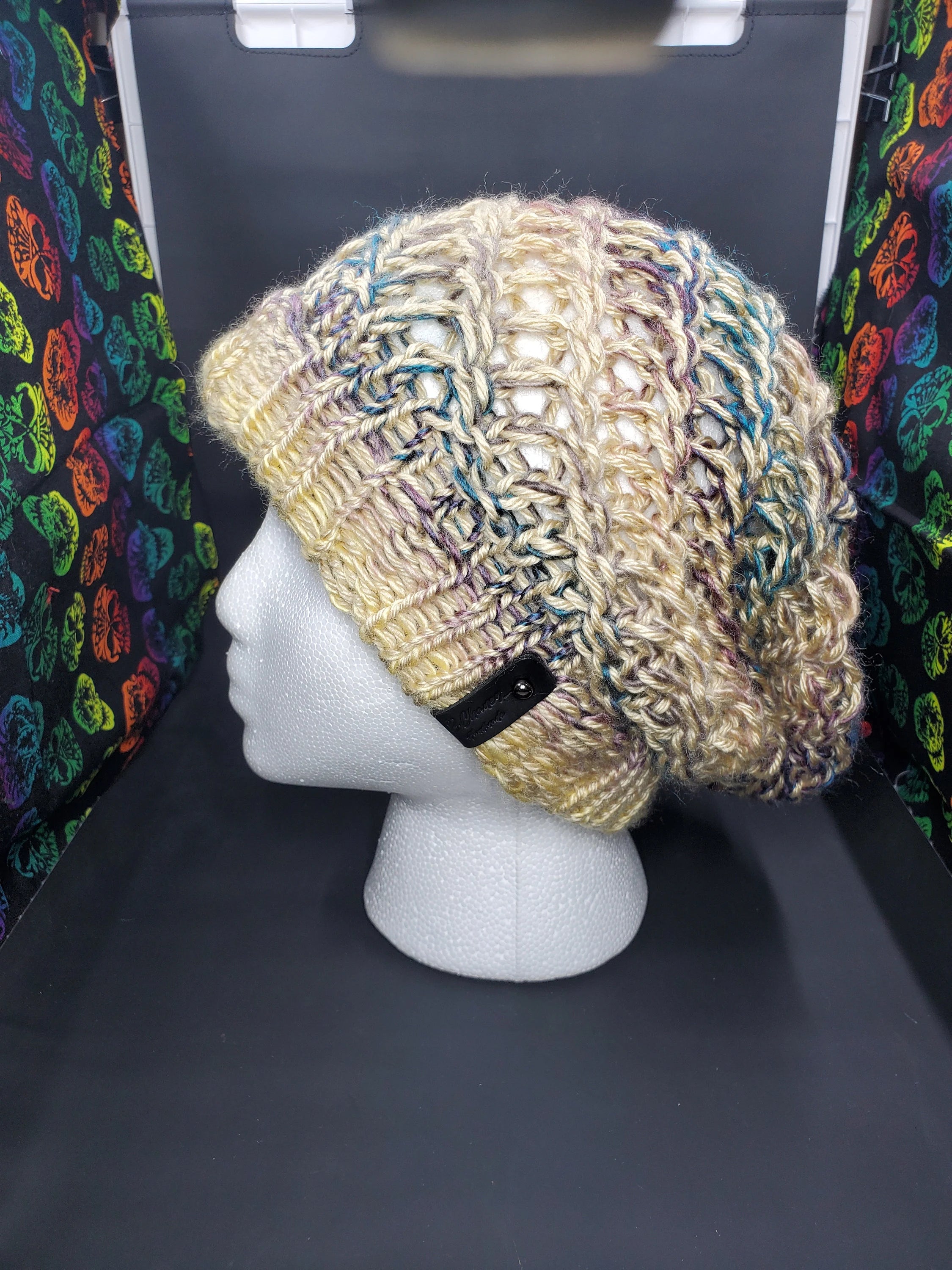 Bone & Tealberry - Spiral Slouchy - Adult / Teen Knitted Hat