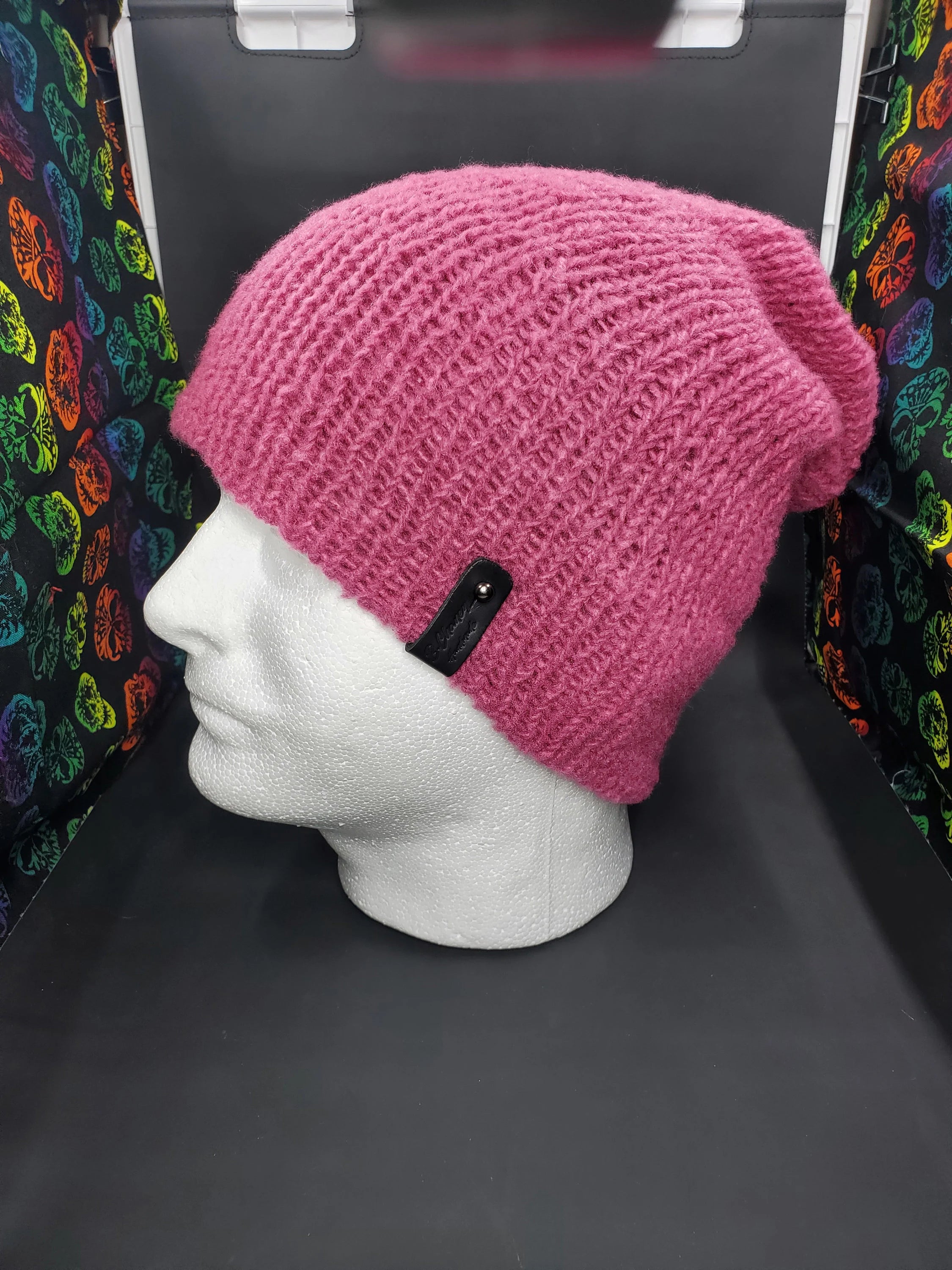 Raspberry Cloud - Slouchy Double Wall Beanie - Adult / Teen Knitted Hat