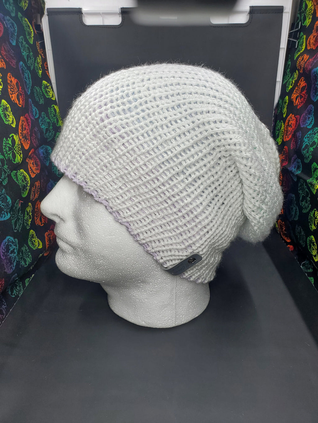 Cool Pastel Sparkles & White - Reversible Beanie - Adult / Teen Knitted Hat