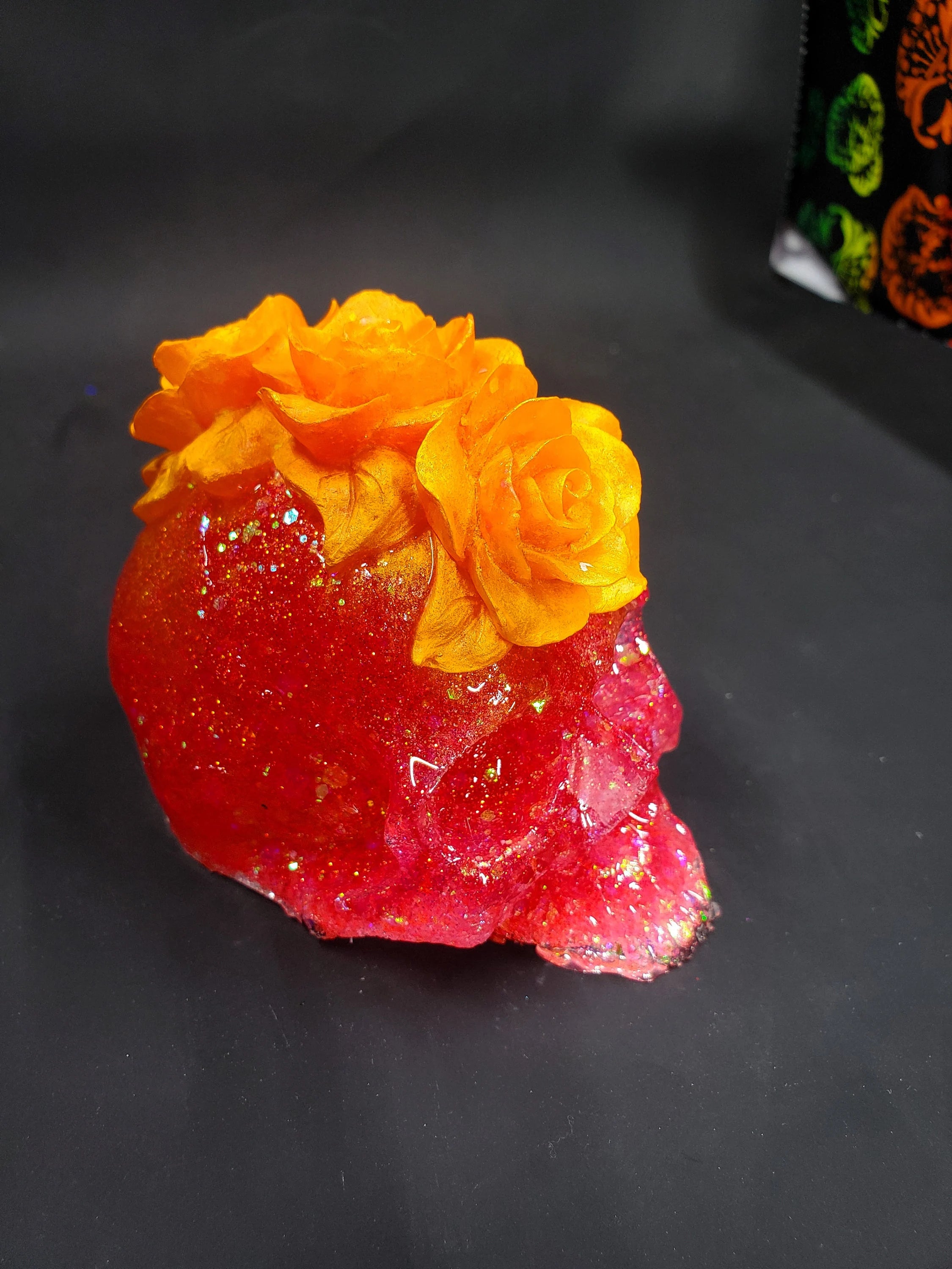 Peachy Pink - Rose Resin Skull