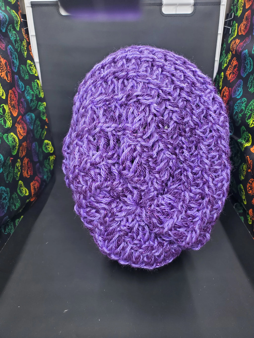 Grape & Purple Sparkle - Spiral Slouchy - Adult / Teen Knitted Hat