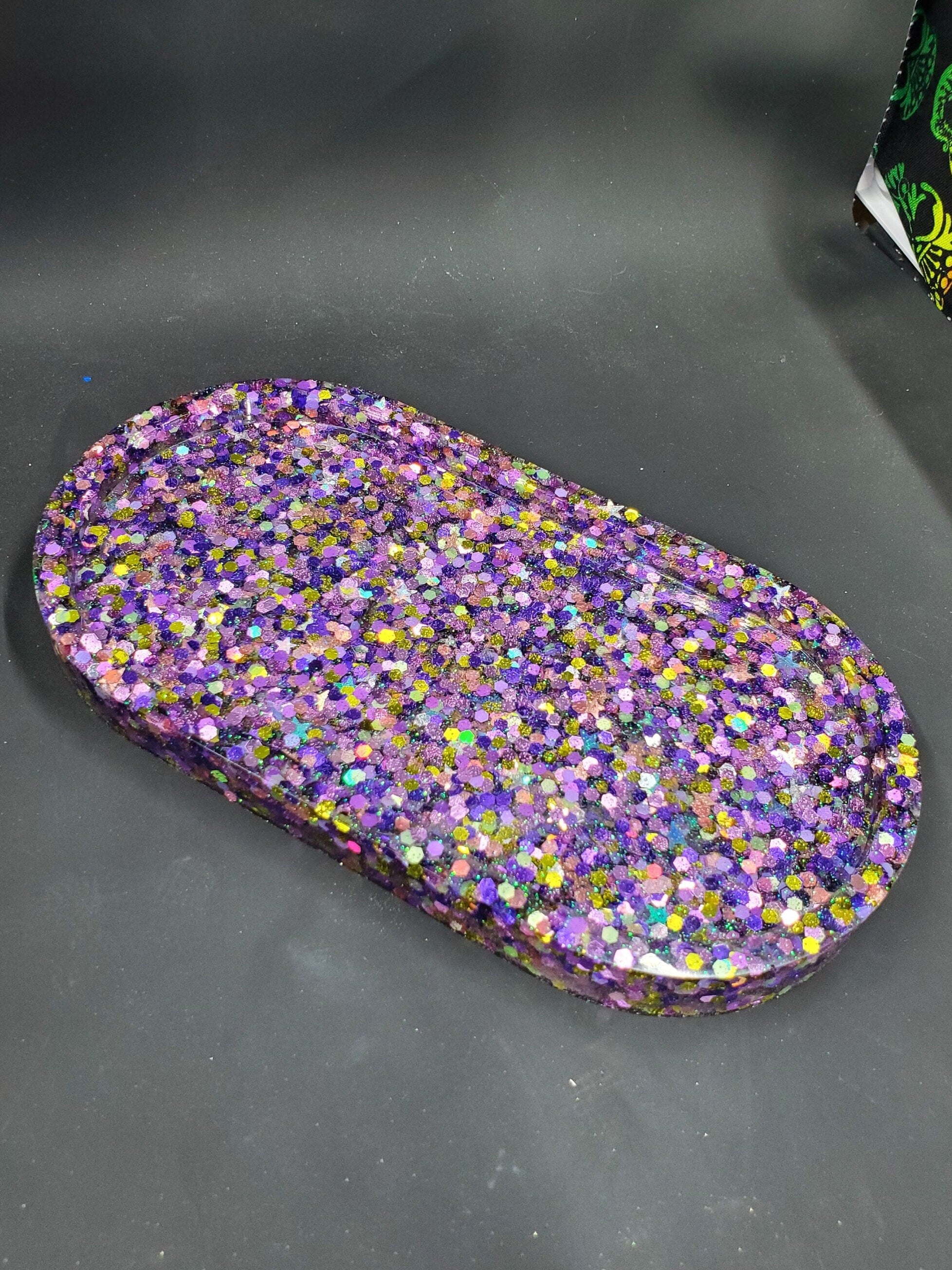 Purple Glitter Vomit - Oval Tray
