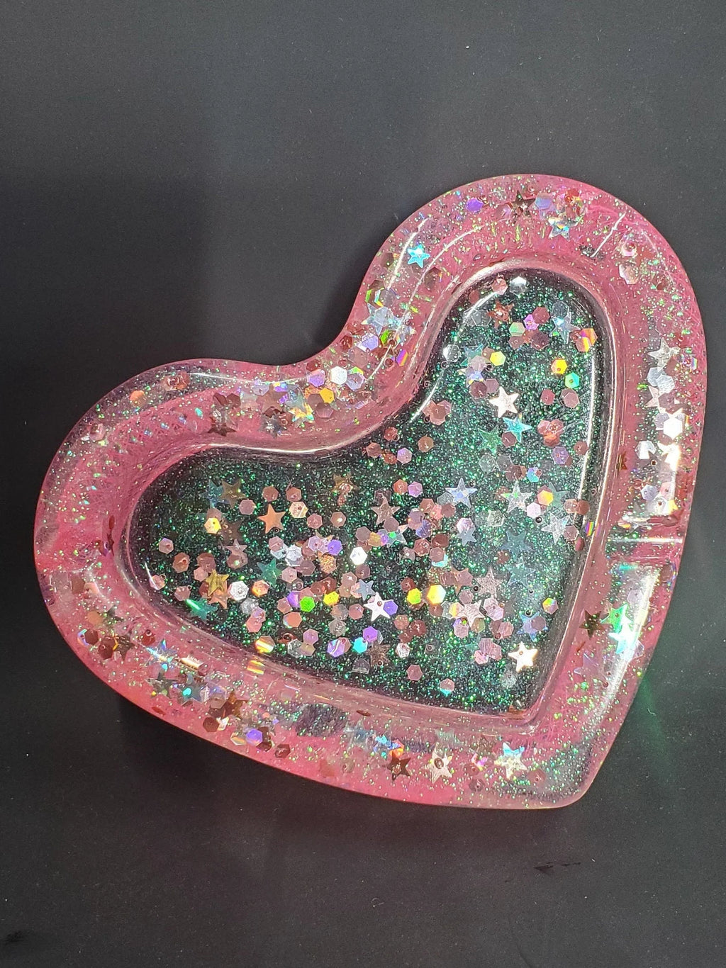 Pink Mesh Glitter - Heart Ash Tray