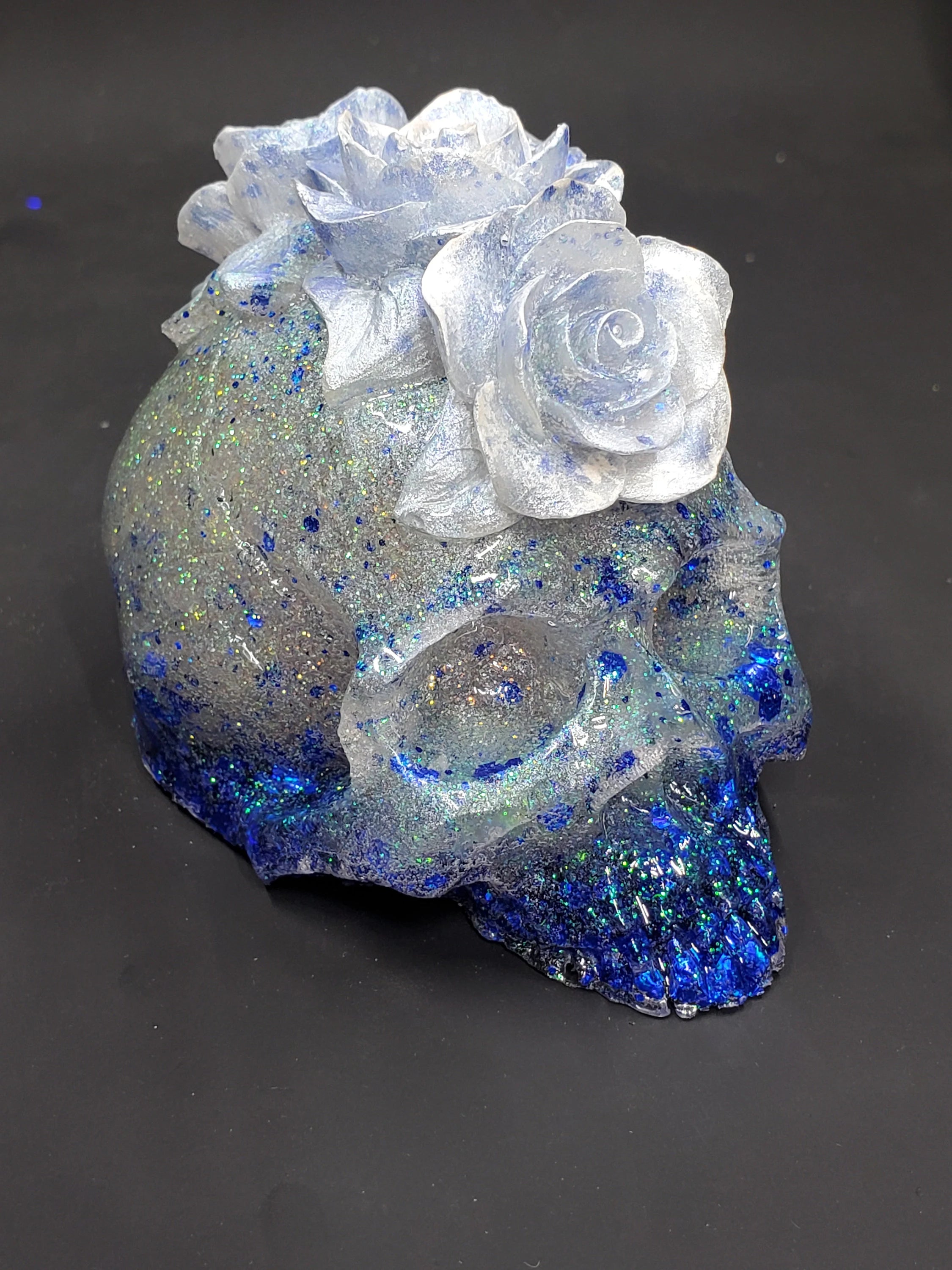 Icy Blue - Rose Resin Skull
