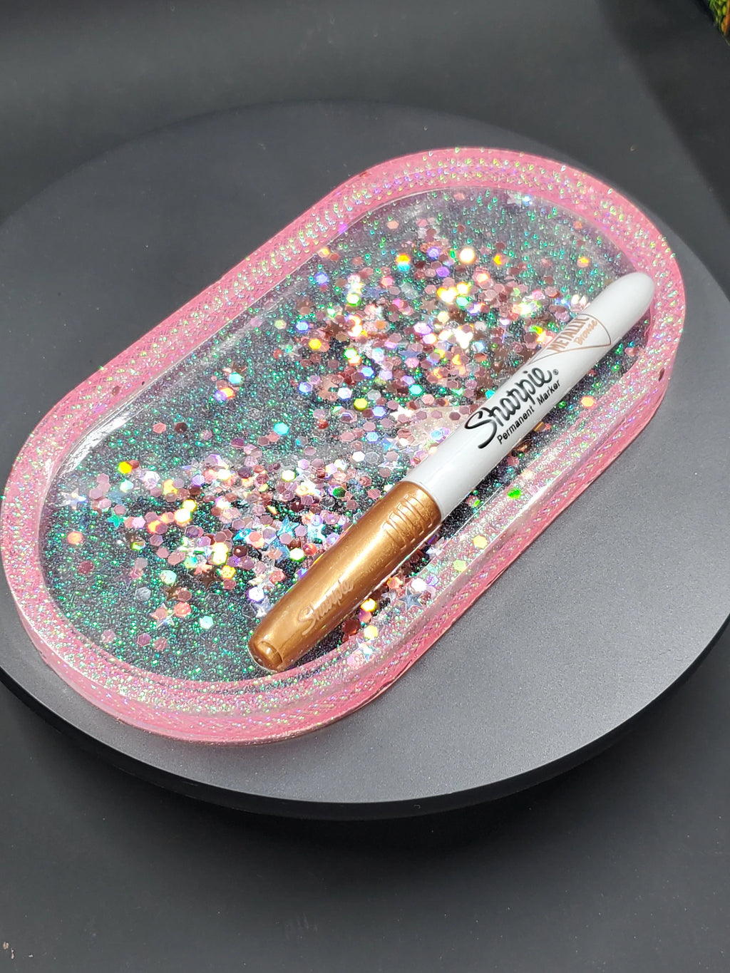 Pink Glitter Mess - Oval Tray