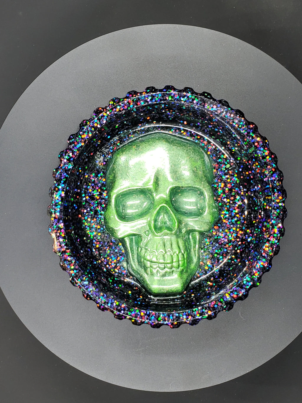 Green & Black Rainbow - Skull Face - Ash Tray