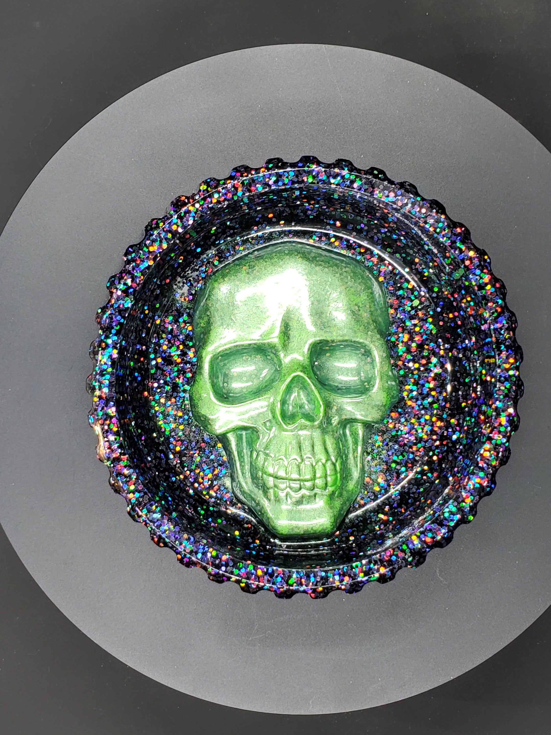 Green & Black Rainbow - Skull Face - Ash Tray