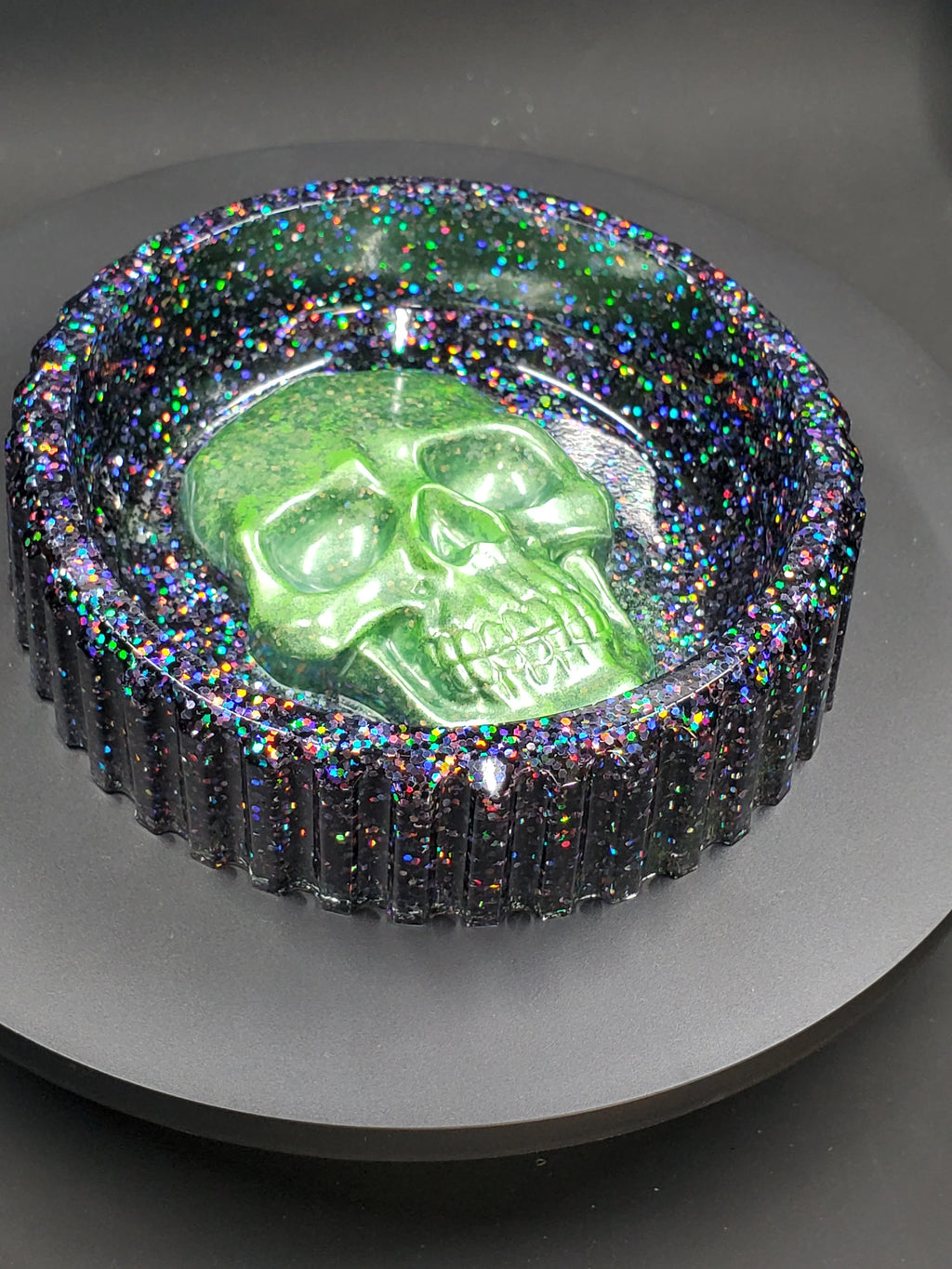 Green & Black Rainbow - Skull Face - Ash Tray