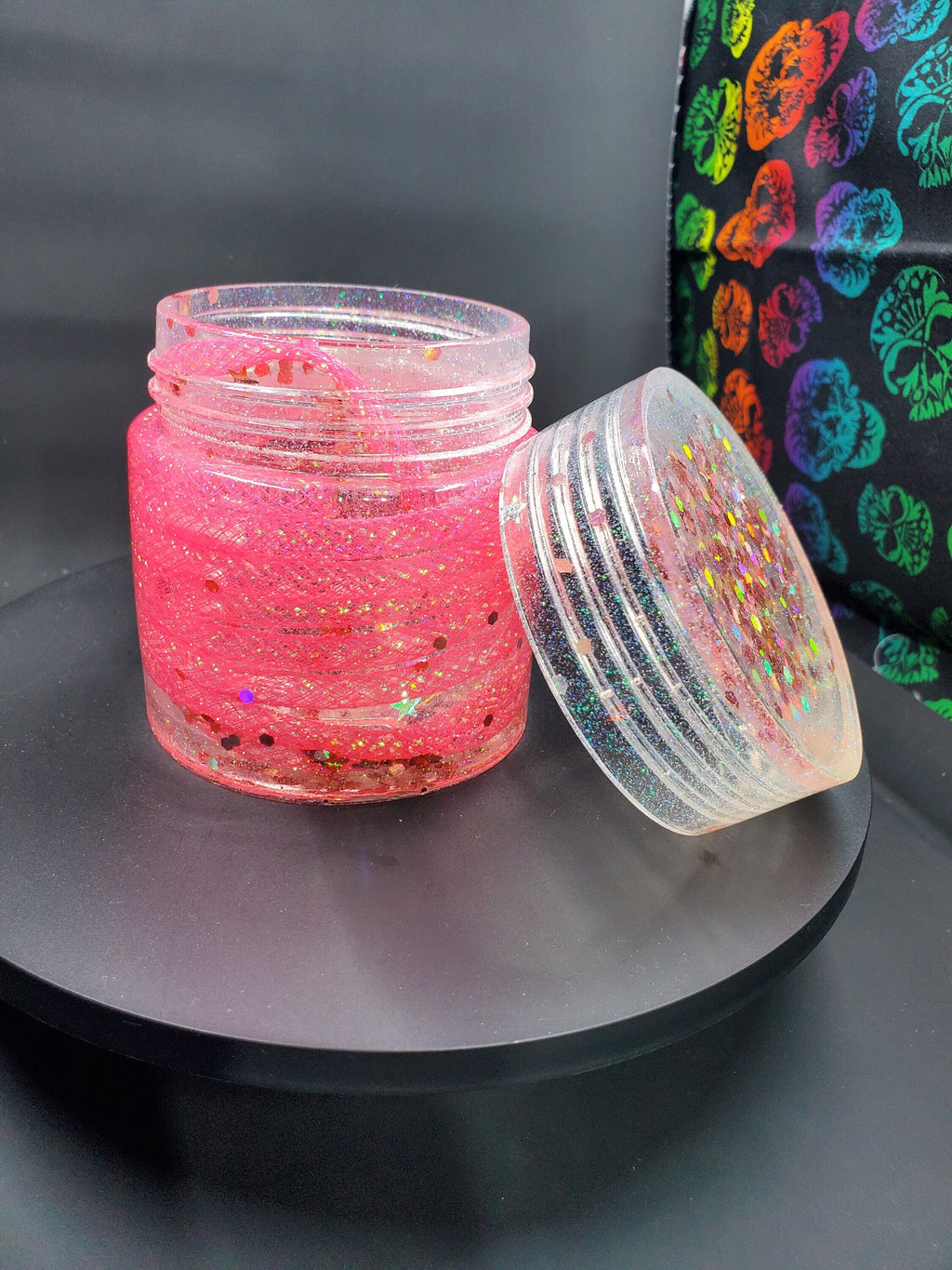 Pink Mesh Glitter - Resin Jar - B Grade