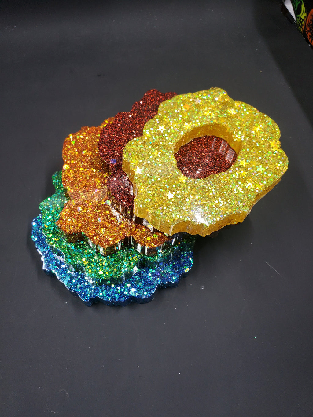 Rainbow Geodes - Resin Coasters - Set of 5