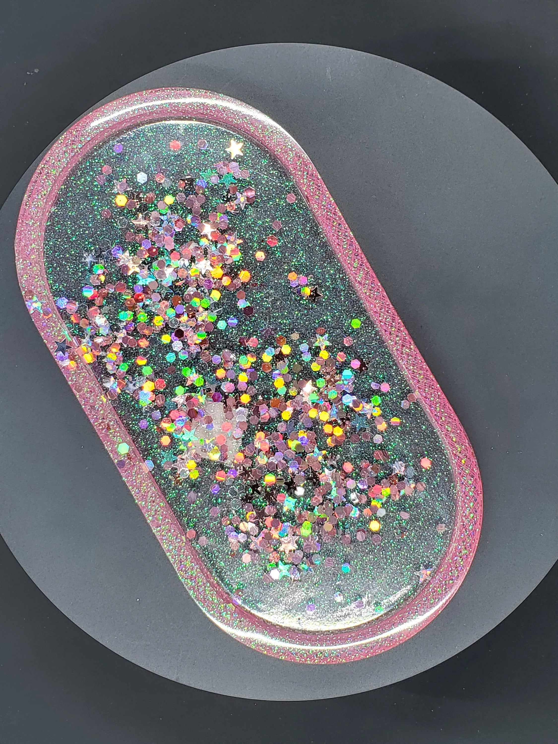 Pink Glitter Mess - Oval Tray