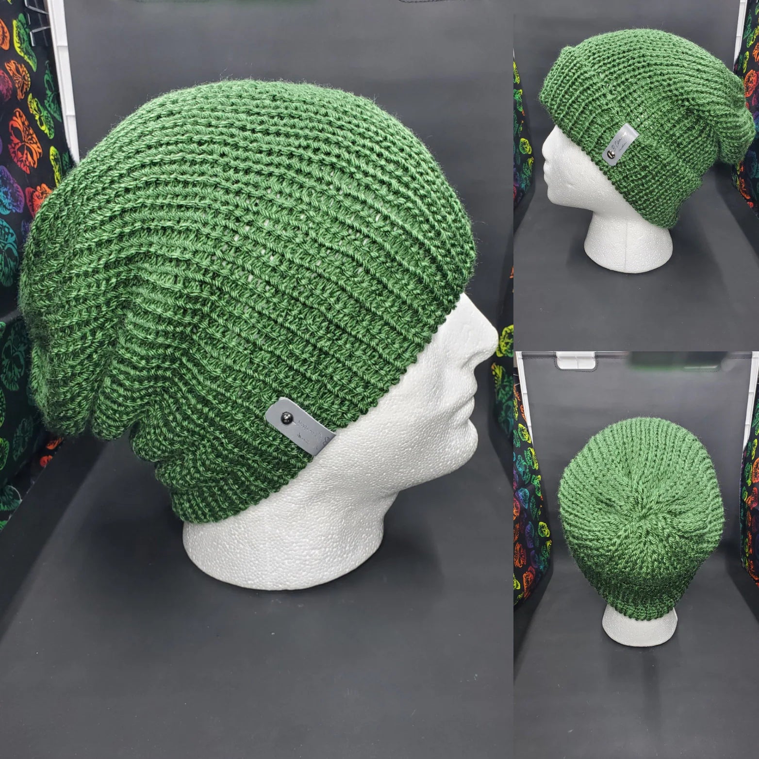 Dark Sage - Slouchy Double Wall Beanie - Adult / Teen Knitted Hat