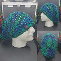 Sea Glass & Black Sparkle - Spiral Slouchy - Adult / Teen Knitted Hat