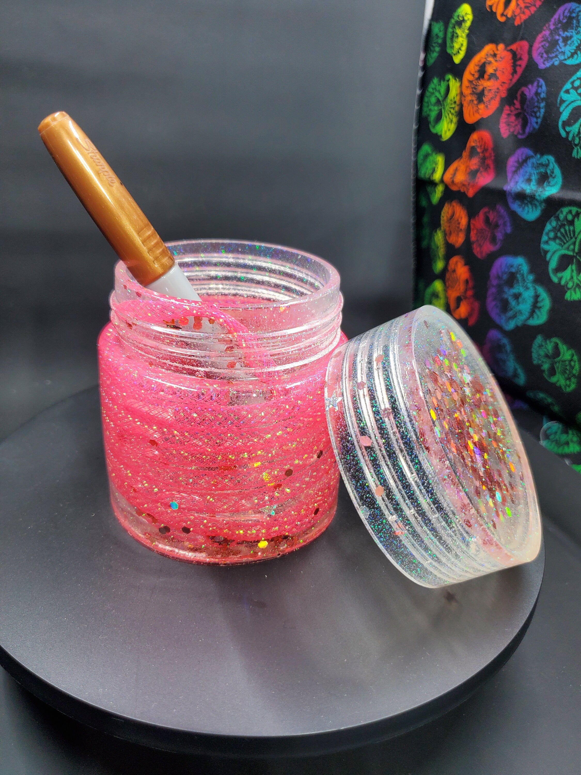 Pink Mesh Glitter - Resin Jar - B Grade