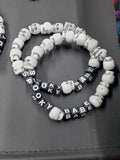 Spooky Babe - White Skull - Beaded Bracelet