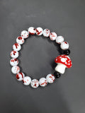 Bloody Mushrooms Glass & Onyx - Beaded Bracelet