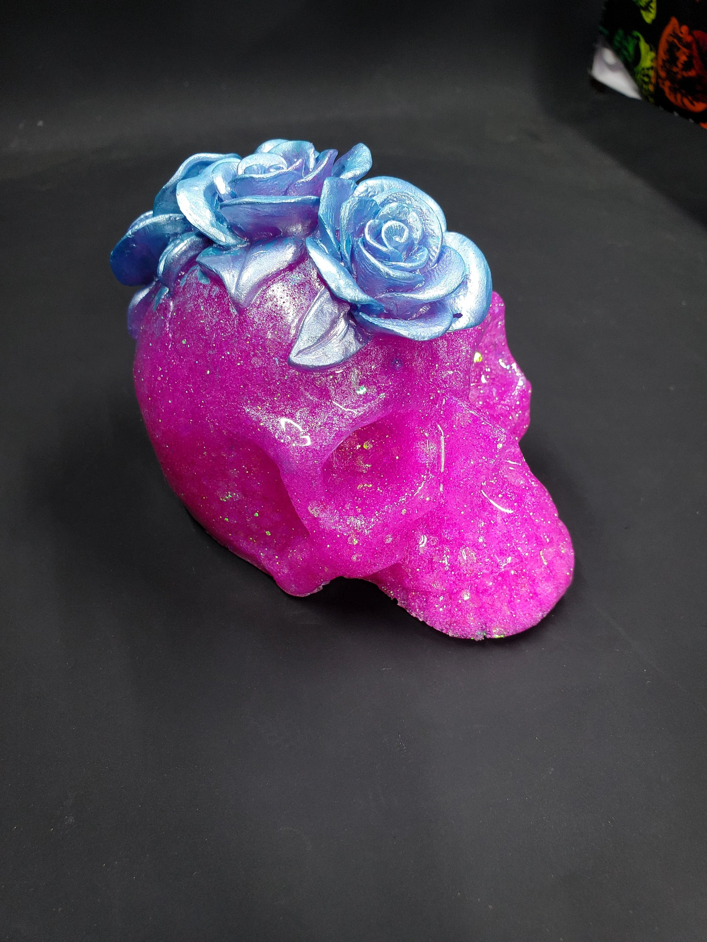 Cotton Candy - Rose Resin Skull