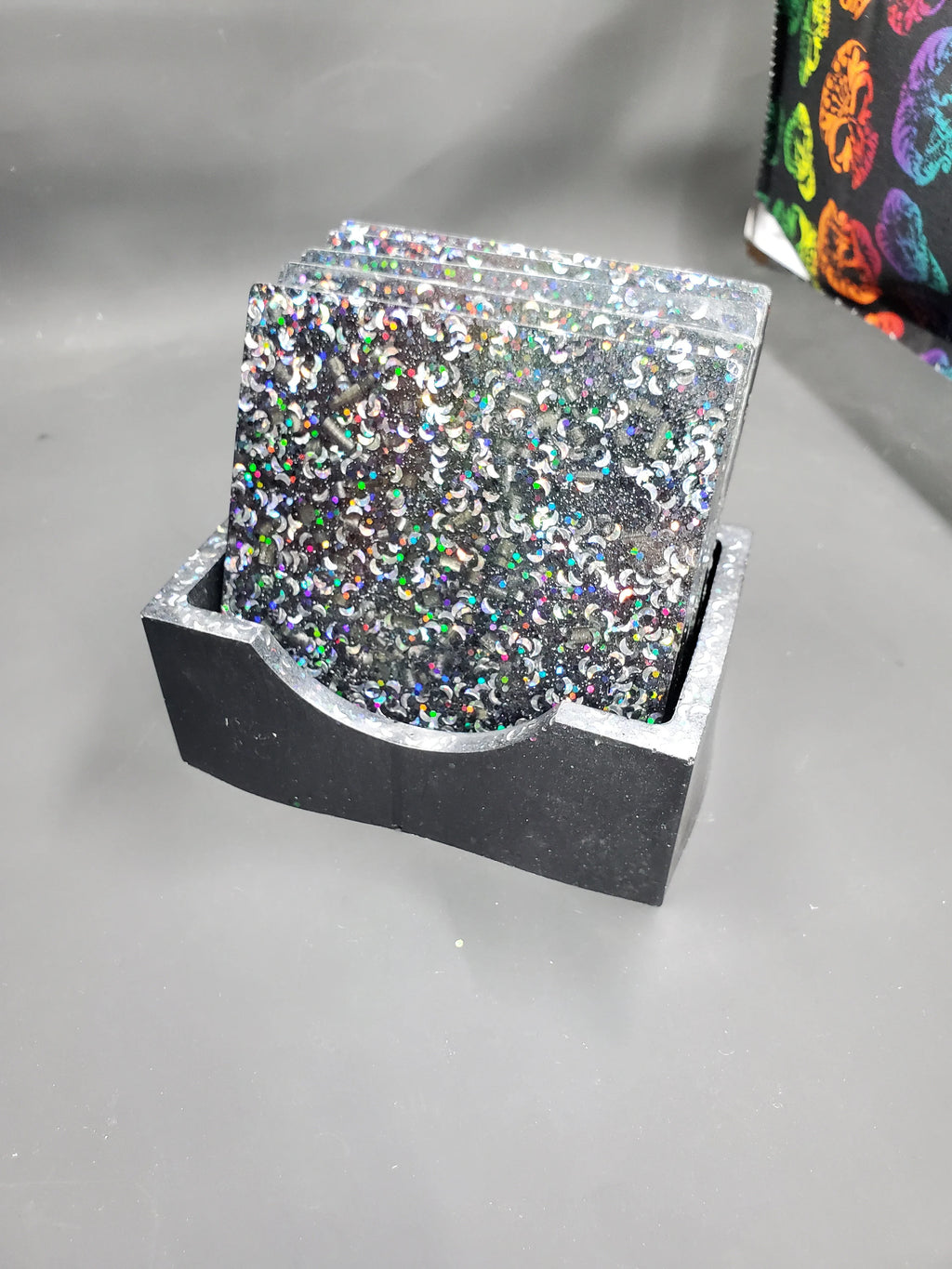 Metallic Black Moon - Resin Coasters - Set of 5 - B Grade