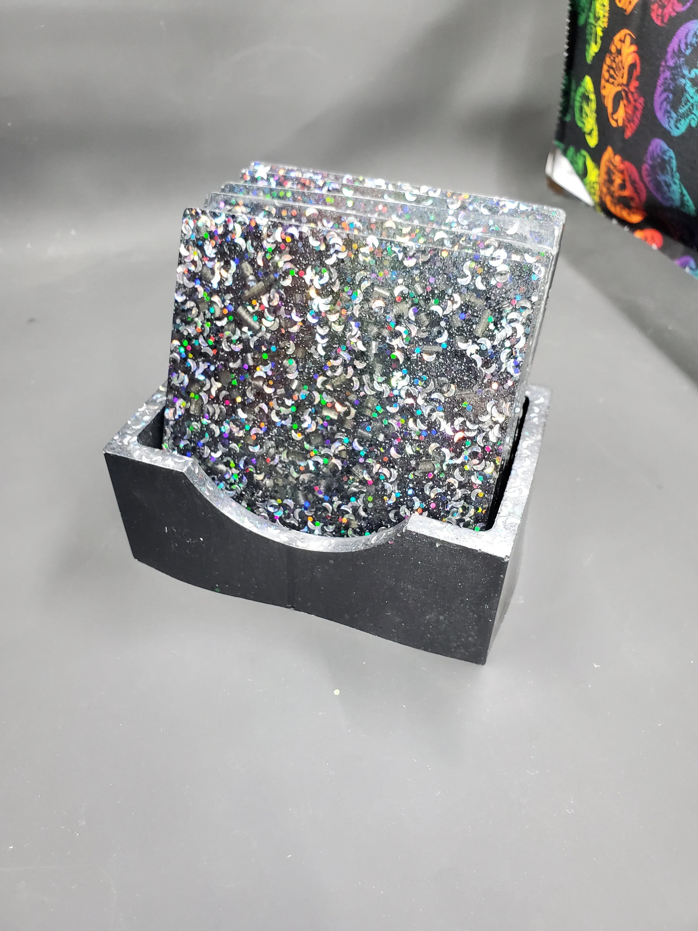Metallic Black Moon - Resin Coasters - Set of 5 - B Grade