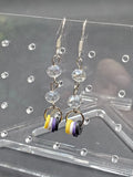 Non Binary Pride Crystal Stacked - Earrings - (.925 Sterling Silver Hooks)