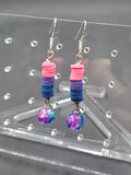 Bi Pride Stacked Cracked Glass - Earrings - (.925 Sterling Silver Hooks)