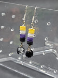 Non Binary Pride Stacked Cracked Glass - Earrings - (.925 Sterling Silver Hooks)