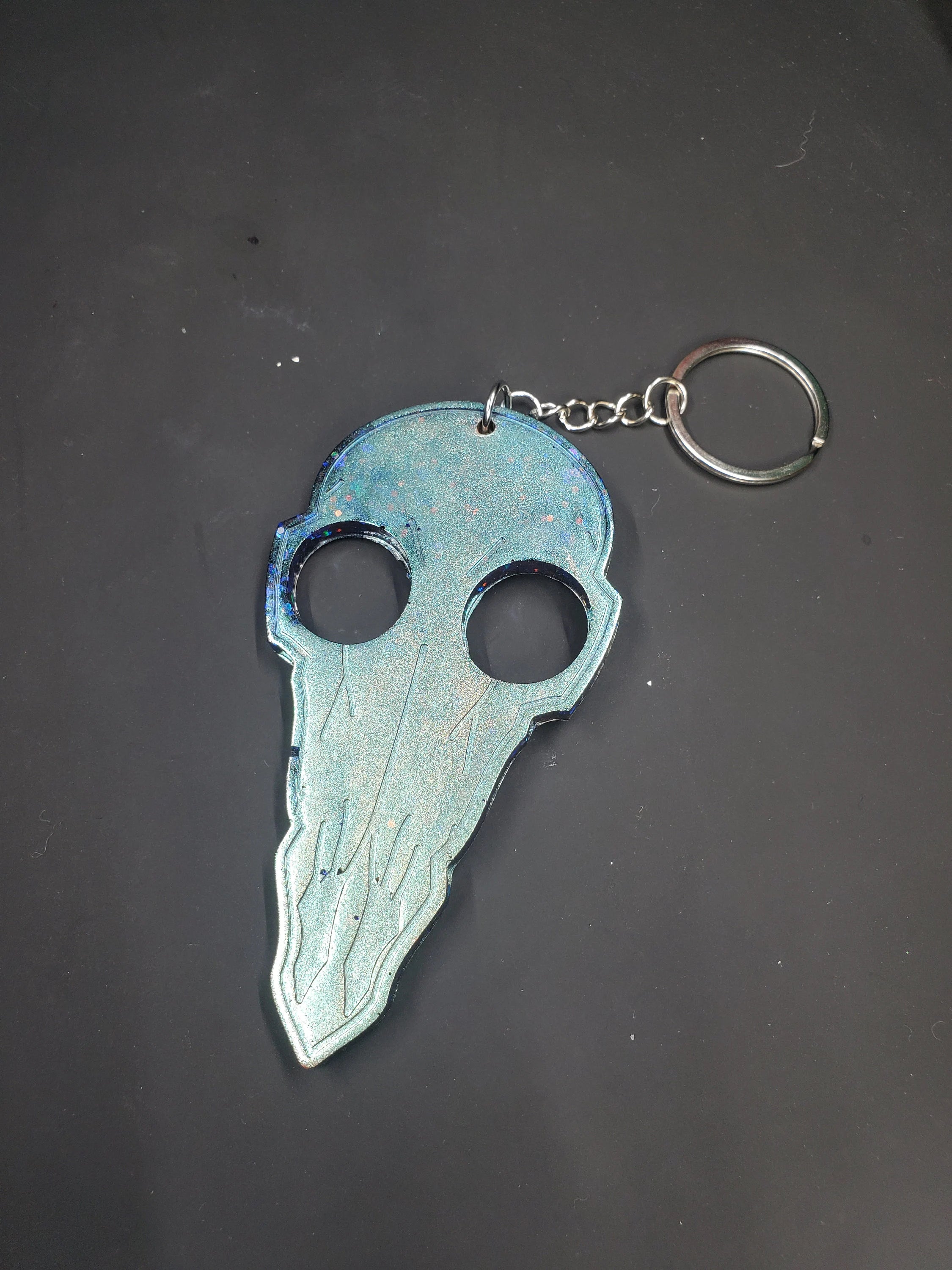 Galaxy Blue Bird Skull - Resin Key Chain