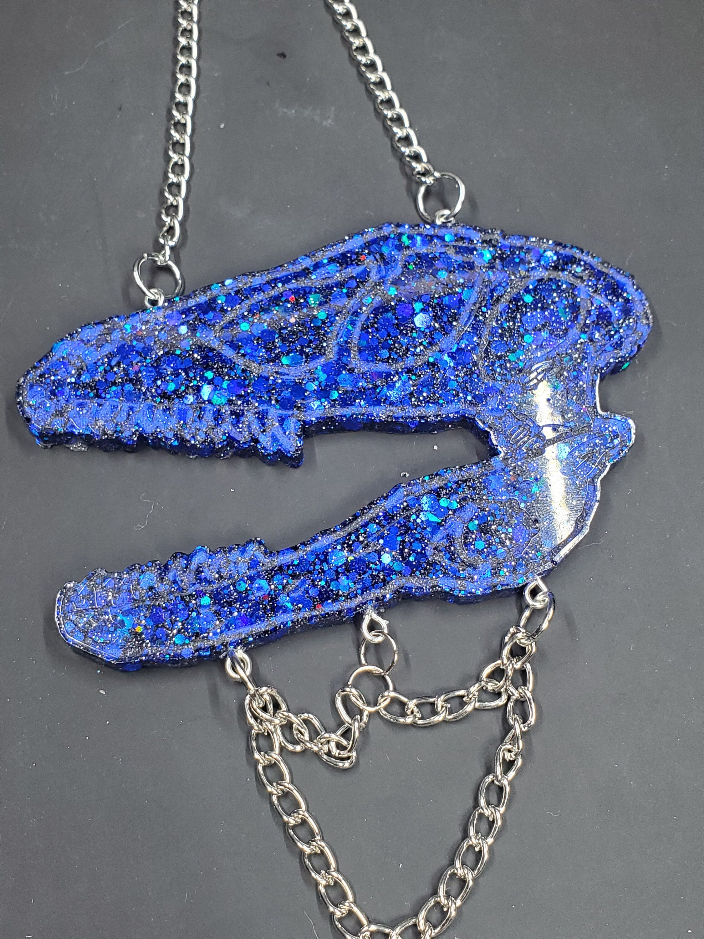 Blue Sparkle Dino Skull - Hanging Decor