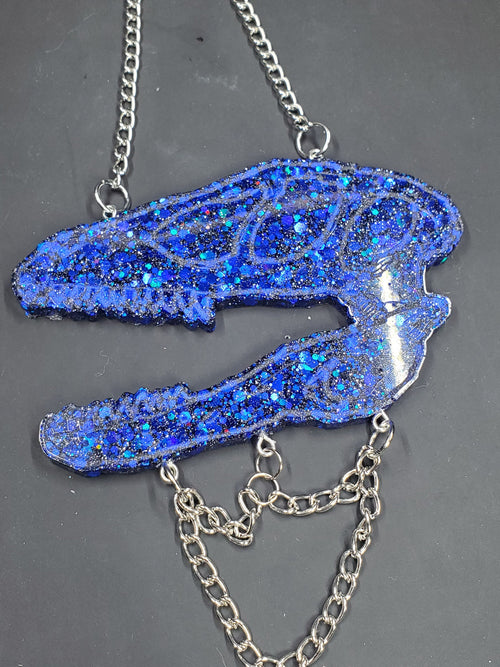 Blue Sparkle Dino Skull - Hanging Decor