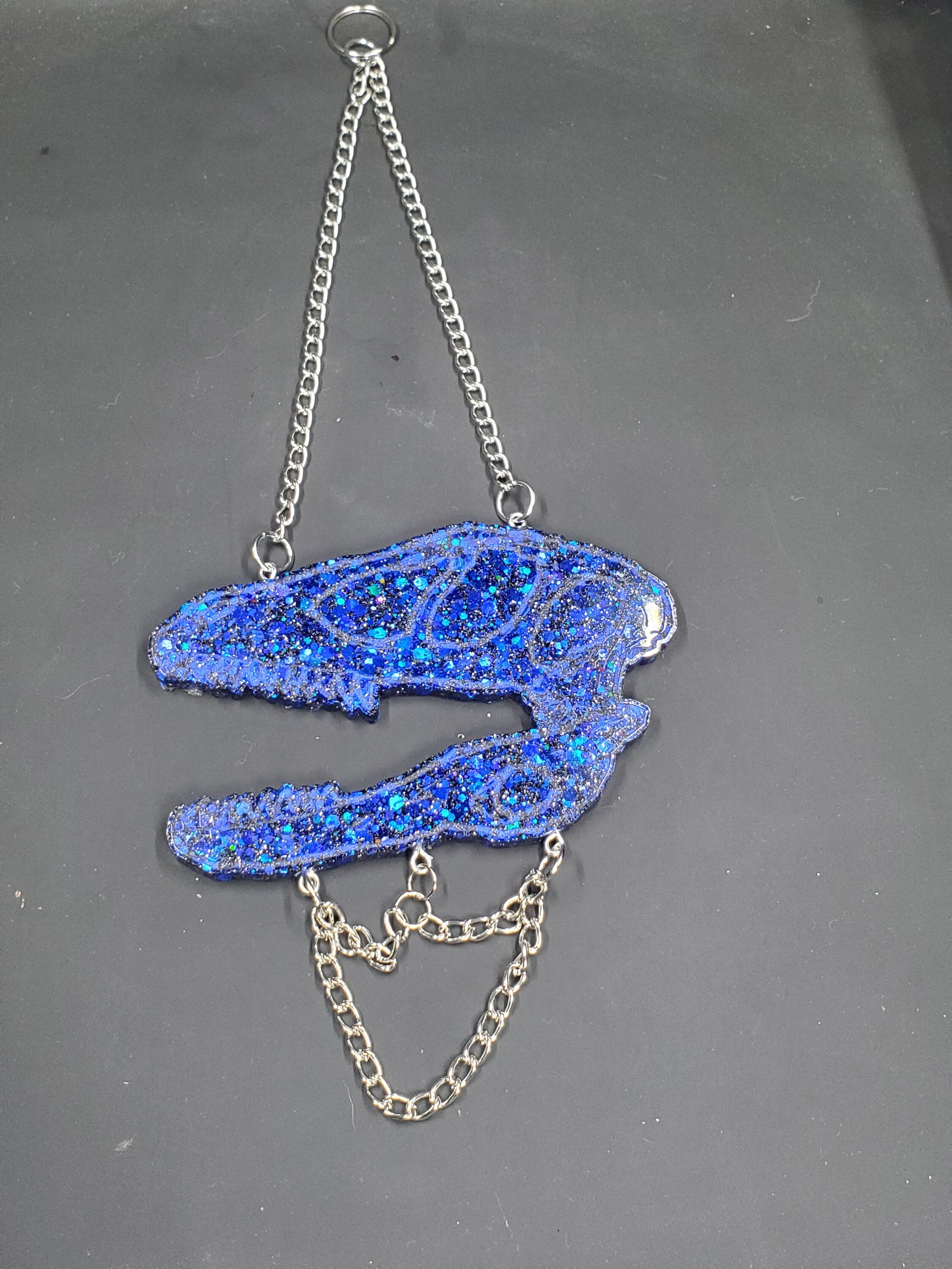 Blue Sparkle Dino Skull - Hanging Decor