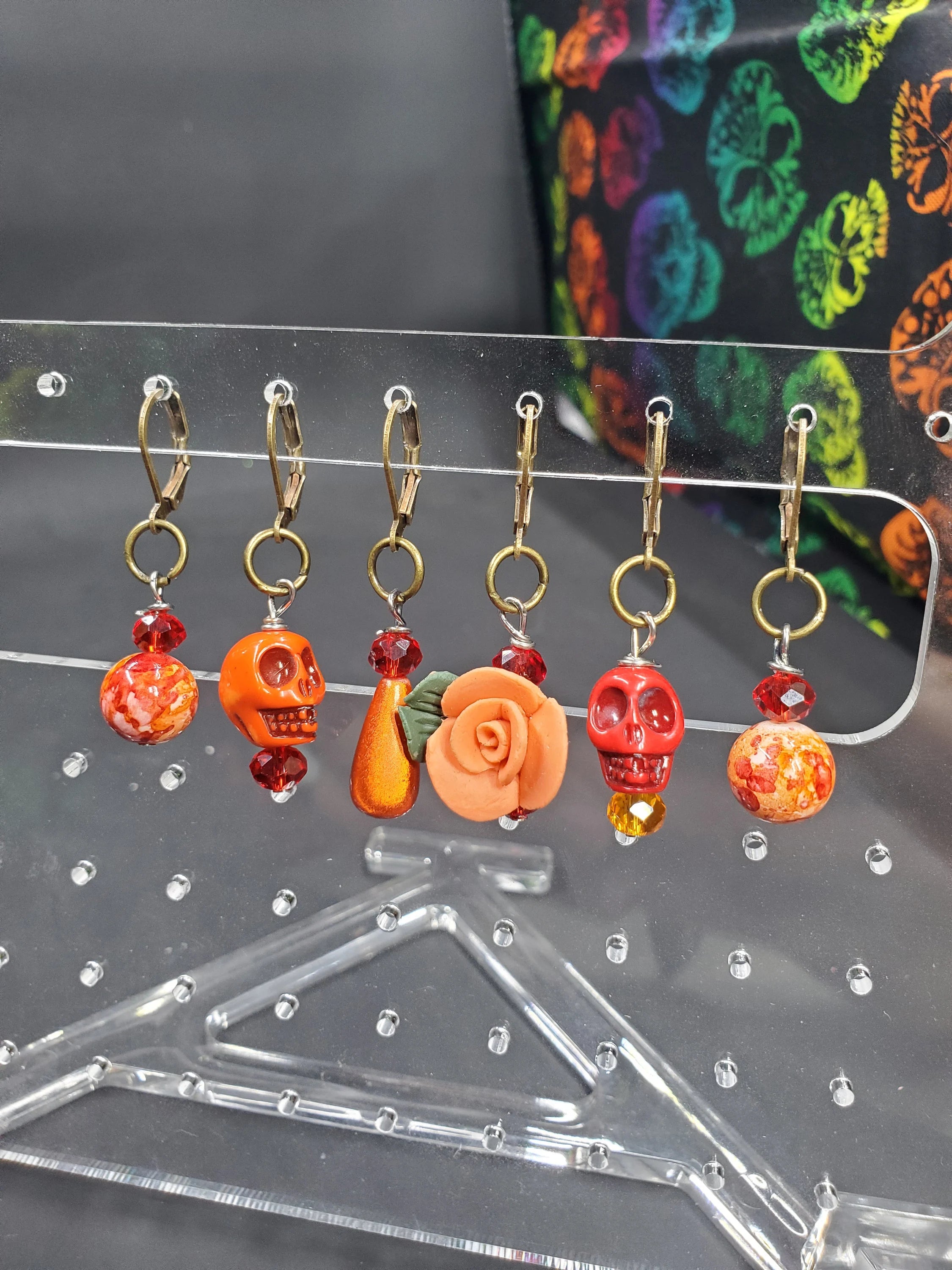 Skull & Rose Heat (B) Stitch Markers - Set of 6 (Copy)