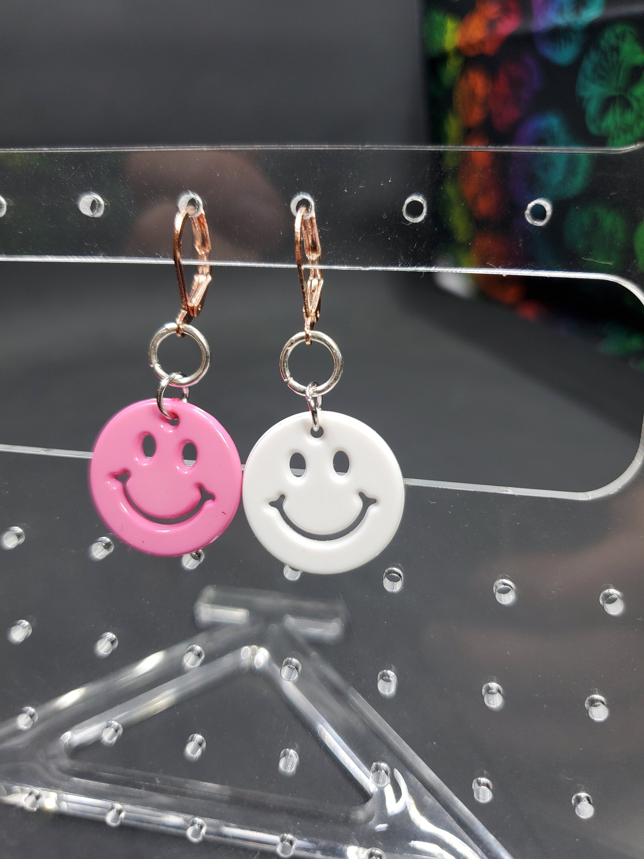Pink & White Smile Stitch Markers - Set of 2