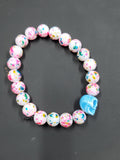 Cotton Candy Splatter Blue Skull - Beaded Bracelet