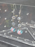 Trans Pride Crystal Stacked - Earrings - (.925 Sterling Silver Hooks)
