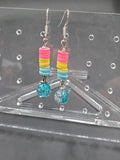 Pan Pride Stacked Cracked Glass - Earrings - (.925 Sterling Silver Hooks)