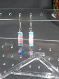 Trans Pride Stacked Cracked Glass - Earrings - (.925 Sterling Silver Hooks)