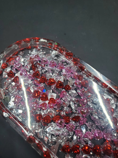 Beaded Heart - Oval Tray - B Grade