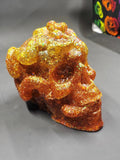 Yellow Orange Glitter Vomit - Snake Resin Skull