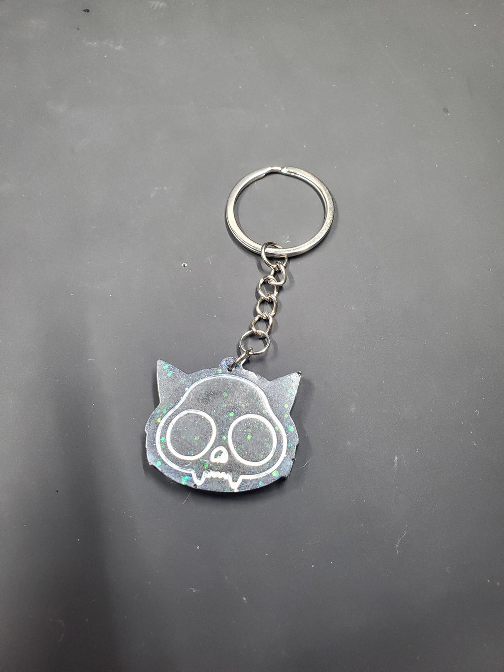 Earthy Green Bat Cat - Resin Key Chain