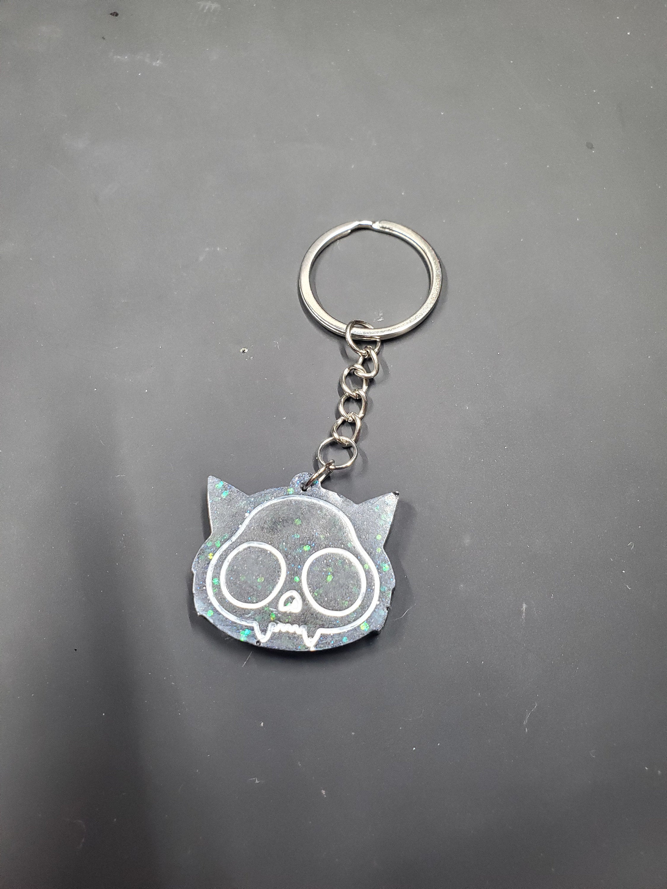 Earthy Green Bat Cat - Resin Key Chain