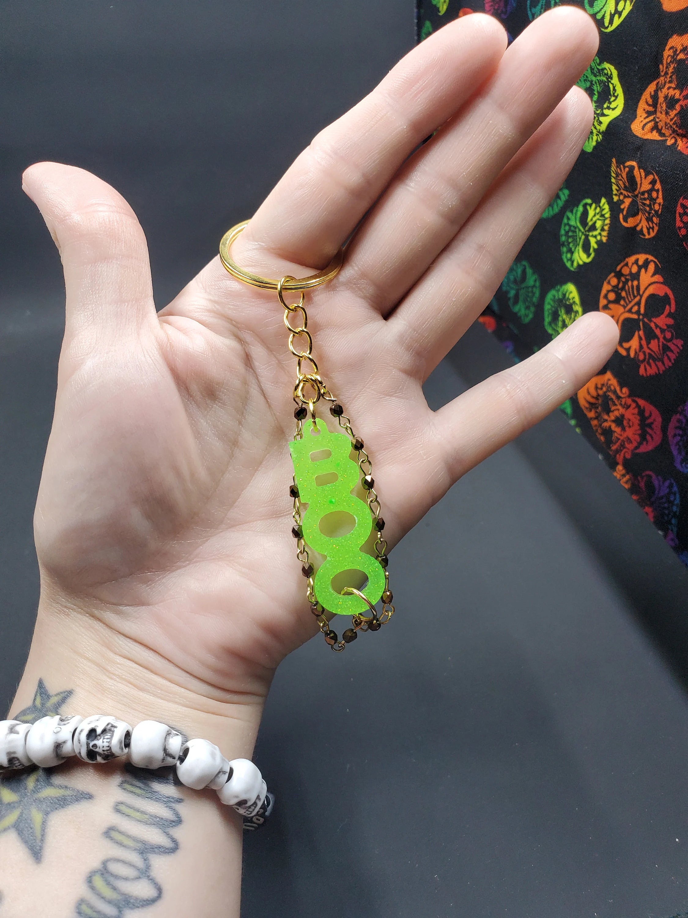 Neon Green Boo - Resin Key Chain