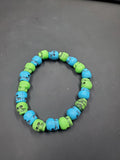 Green & Blue Skull - Beaded Bracelet