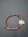 White Elephant & Tan Crackle - Beaded Bracelet