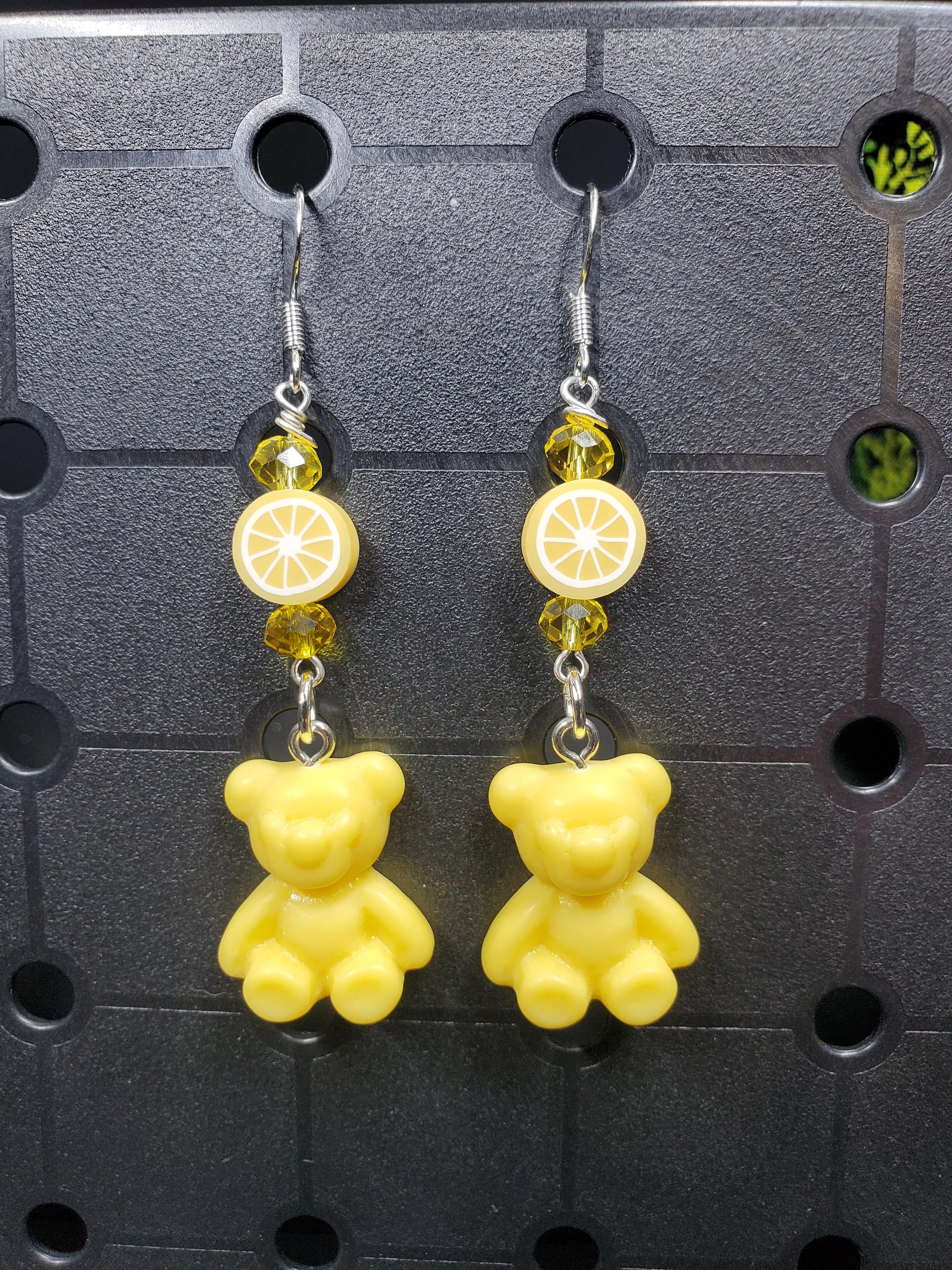 Lemon Bear - Earrings - (.925 Sterling Silver Hooks)