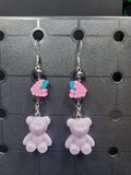 Grape Bear - Earrings - (.925 Sterling Silver Hooks)