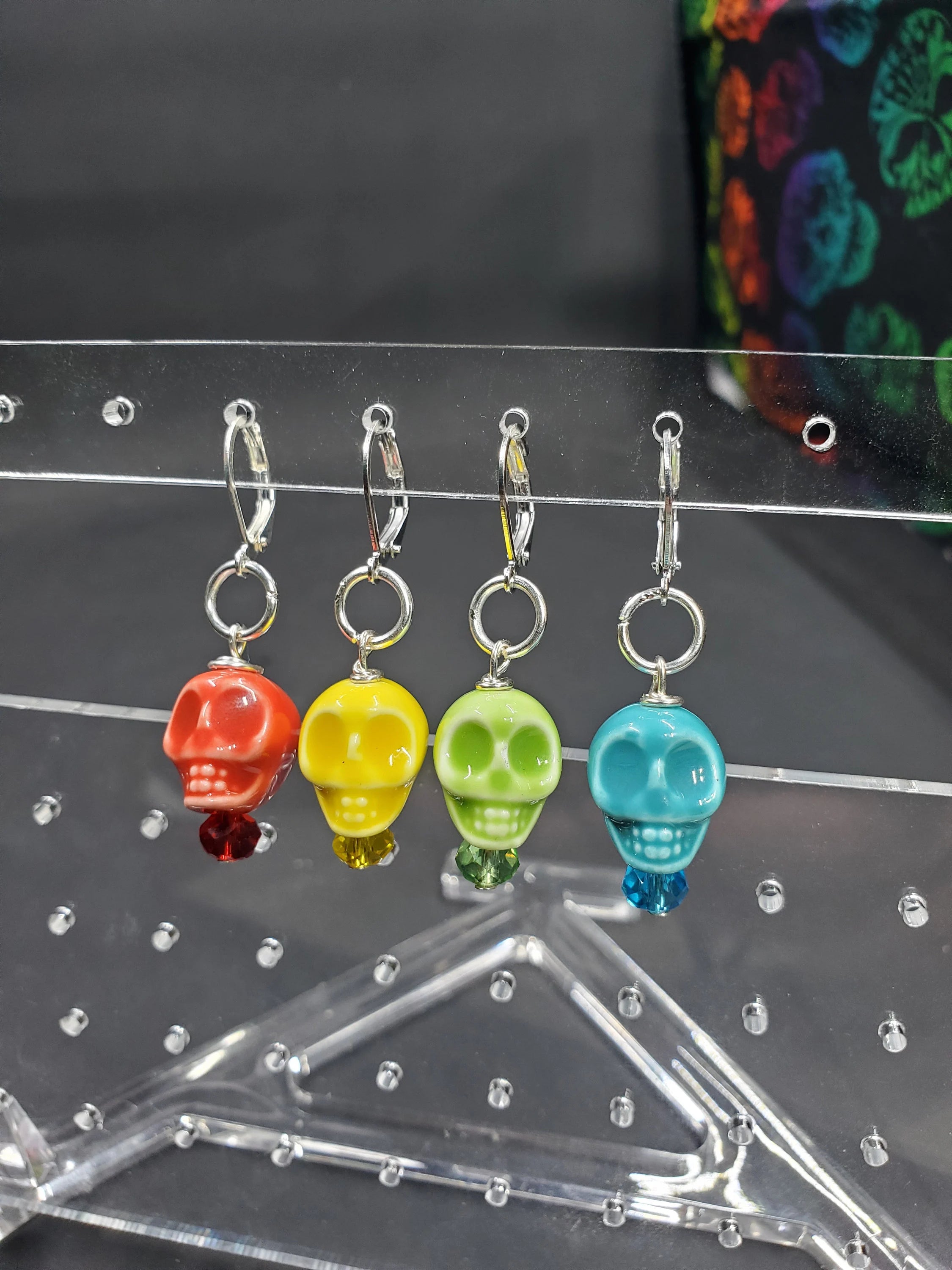 Rainbow Skull Stitch Markers - Set of 4