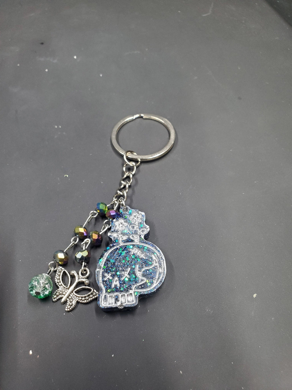 Earthy Rose Skull - Resin Key Chain
