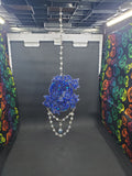 Blue Sparkle Rose Skull - Hanging Decor