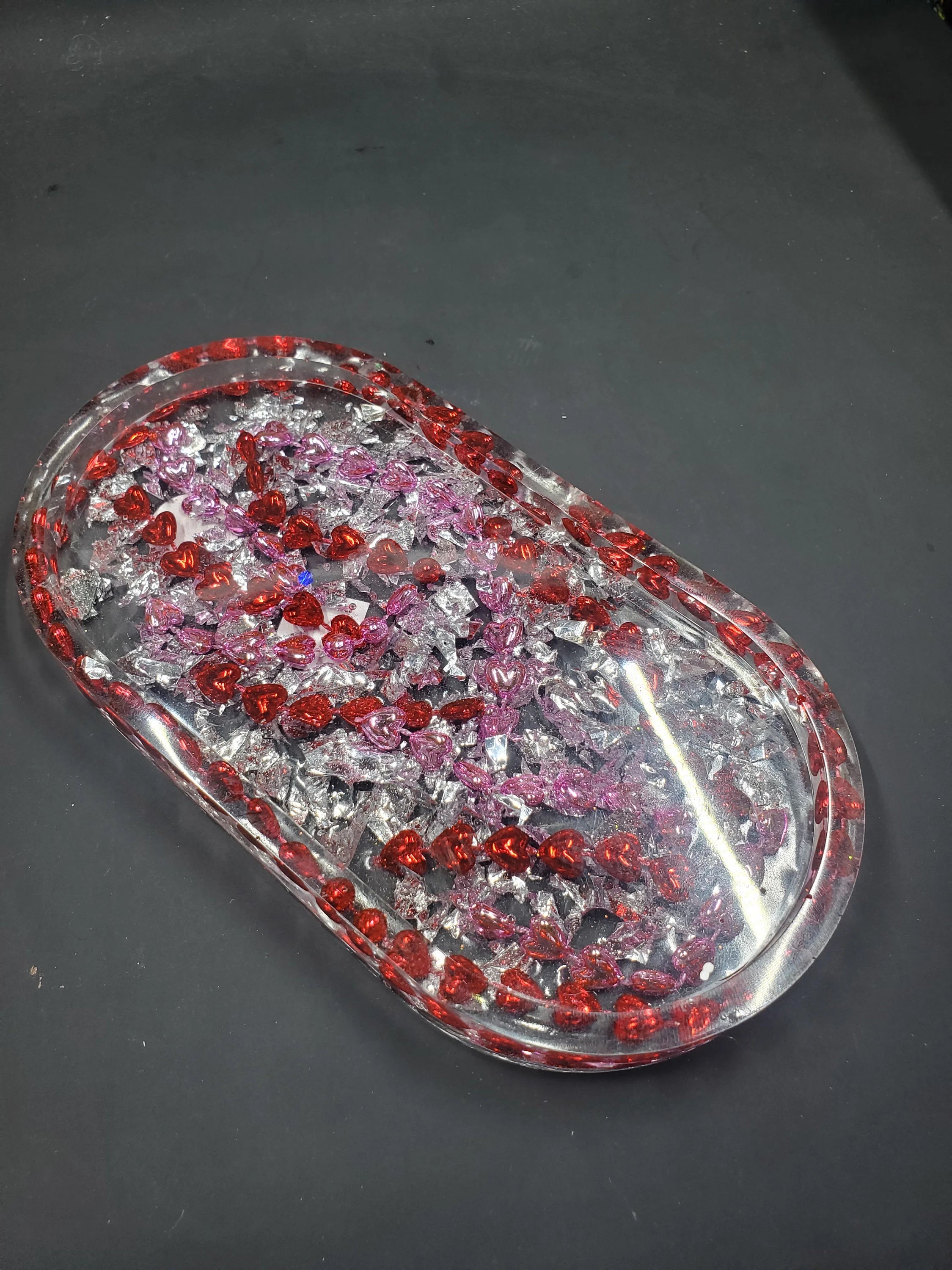 Beaded Heart - Oval Tray - B Grade