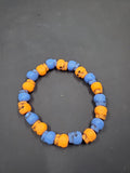 Blue & Orange Skull - Beaded Bracelet